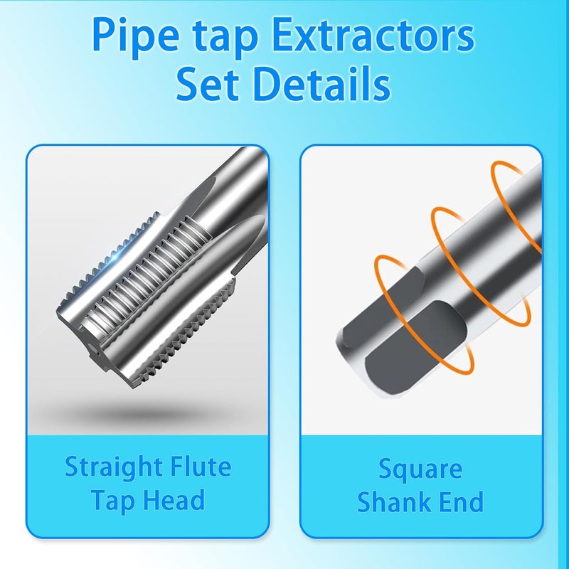 DKIBBITH 2-Piece 1/8" NPT Pipe Tap Set Carbon Steel Hand Threading Tool for Assorted Plumbers Mechanics DIY Thread cutting tools. - Image 5